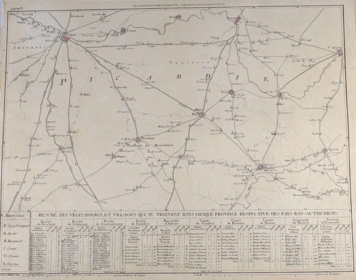 J-b De Bouge (1757-1833) & Jeanne Maillart (xviii Th). Map Netherlands Austria Picardy