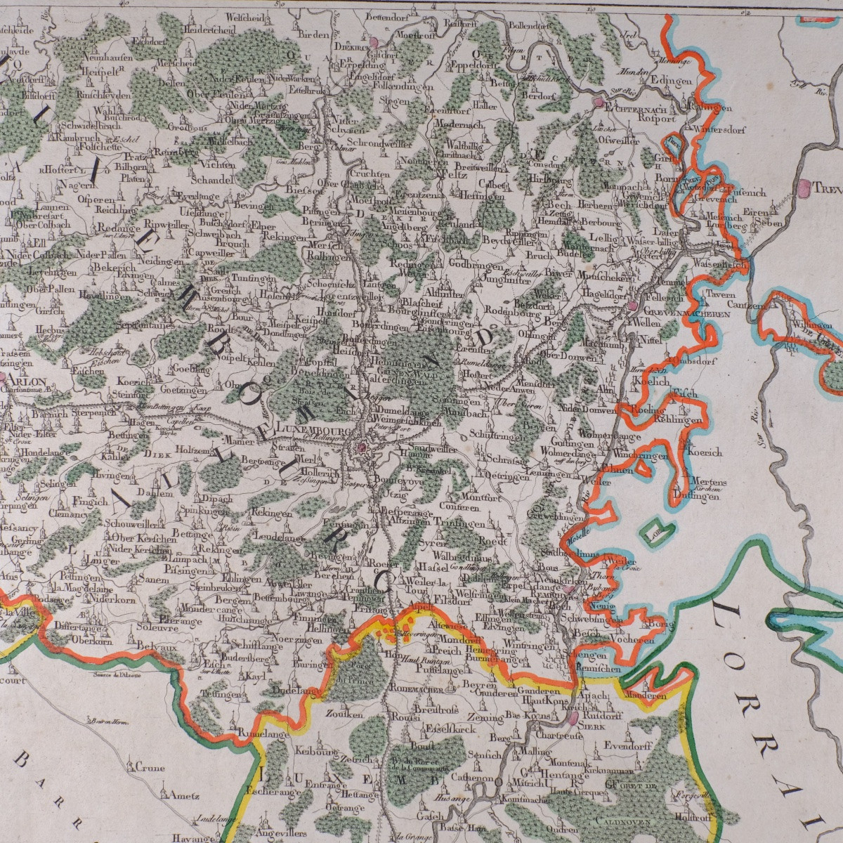 J-B DE BOUGE (1757-1833) & JEANNE MAILLART (XVIII ÈME). CARTE du LUXEMBOURG, ARLON,THIONVILLE..-photo-4