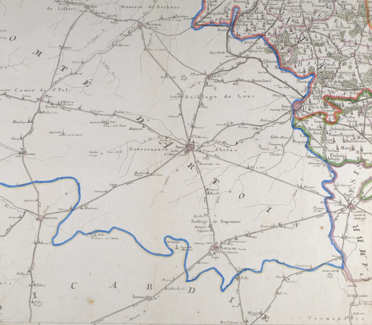 J-B DE BOUGE (1757-1833) & JEANNE MAILLART (XVIII ÈME). CARTE de DOUAY, ORCHIES, SECLIN,...