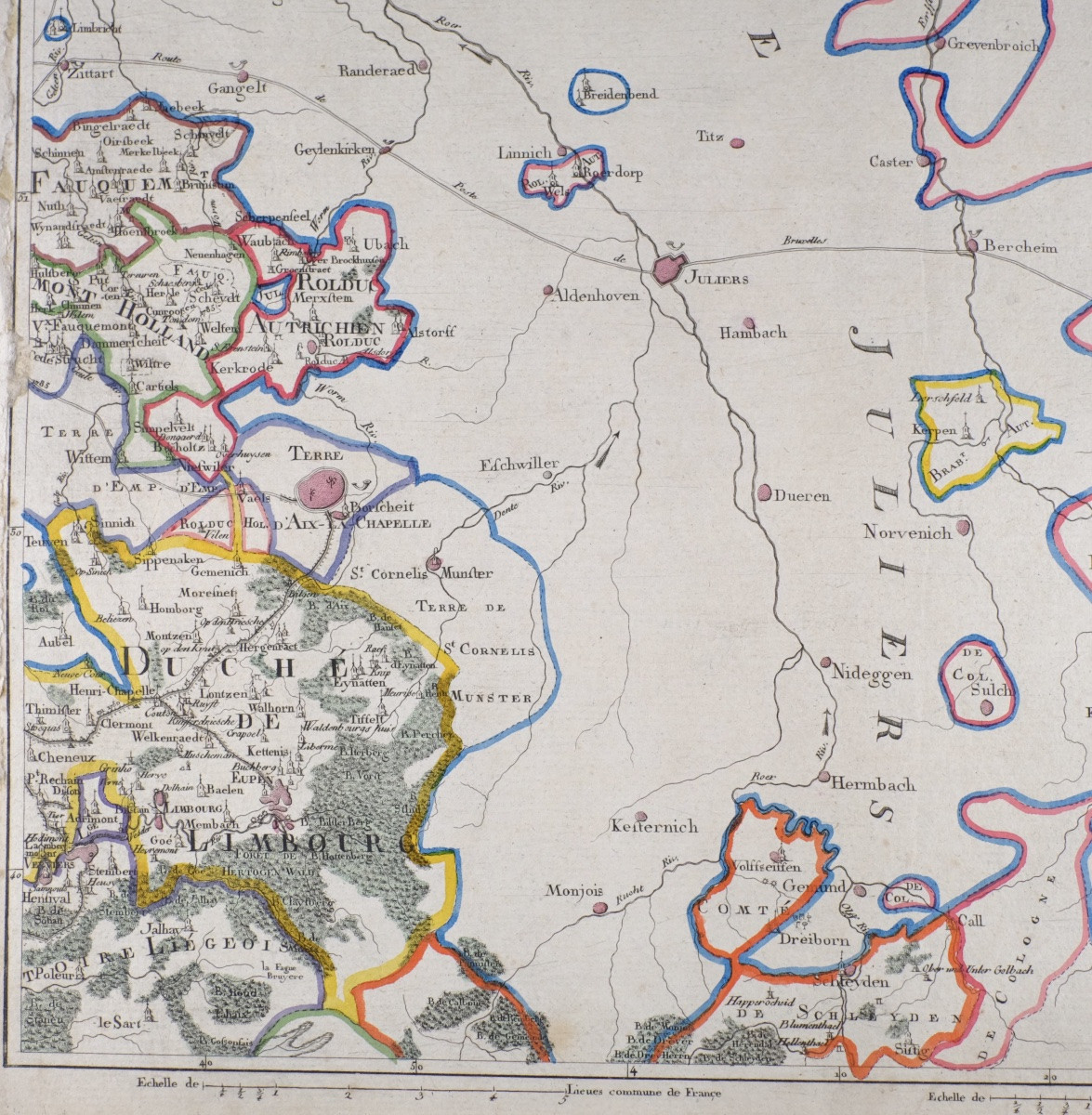 J-b De Bouge (1757-1833) & Jeanne Maillart (xviii Th). Map Of Limbourg, Bolduc, Schleyden,...-photo-3