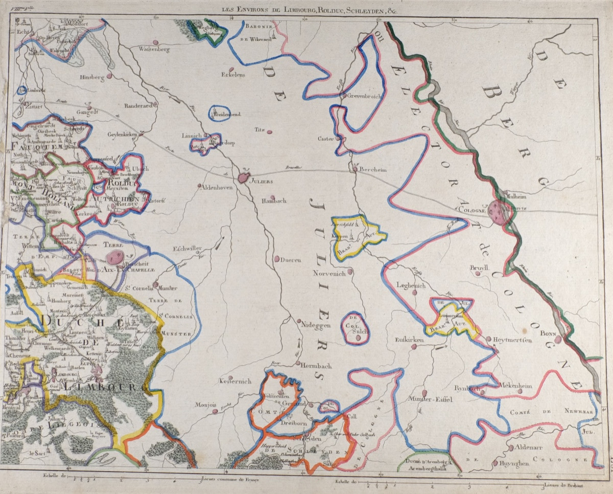 J-b De Bouge (1757-1833) & Jeanne Maillart (xviii Th). Map Of Limbourg, Bolduc, Schleyden,...