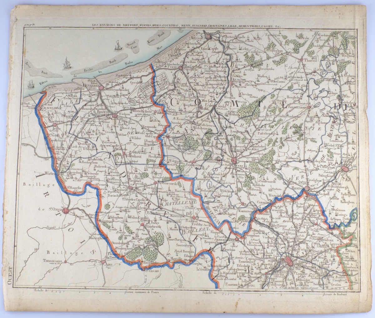J-B DE BOUGE (1757-1833) & JEANNE MAILLART (XVIII ÈME). CARTE de NIEUPORT,COURTRAI,LILLE,FURNES-photo-2
