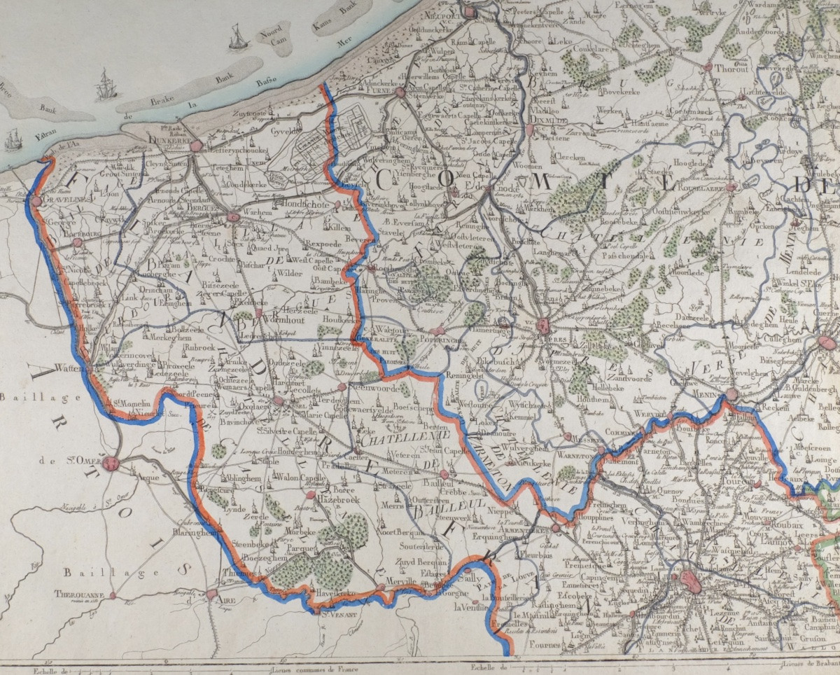 J-B DE BOUGE (1757-1833) & JEANNE MAILLART (XVIII ÈME). CARTE de NIEUPORT,COURTRAI,LILLE,FURNES-photo-3