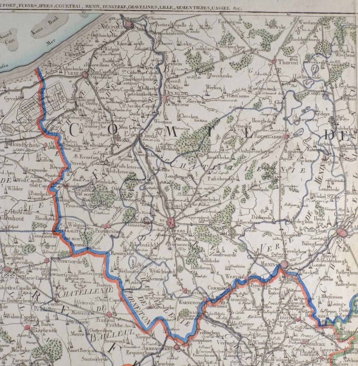 J-B DE BOUGE (1757-1833) & JEANNE MAILLART (XVIII ÈME). CARTE de NIEUPORT,COURTRAI,LILLE,FURNES-photo-3