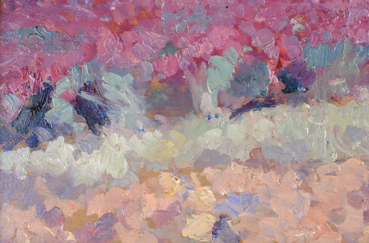 Jules Merckaert (1872-1924 Bruxelles) . "Les trèfles incarnate"1919, HSP Postimpressionnisme   -photo-4