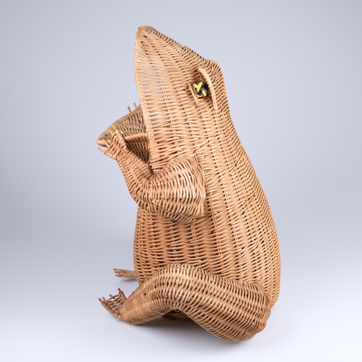 Olivier Cajan (xxth) Gettacarte (c.1960). Grenouille Frog Wicker Magazine Rack.-photo-3