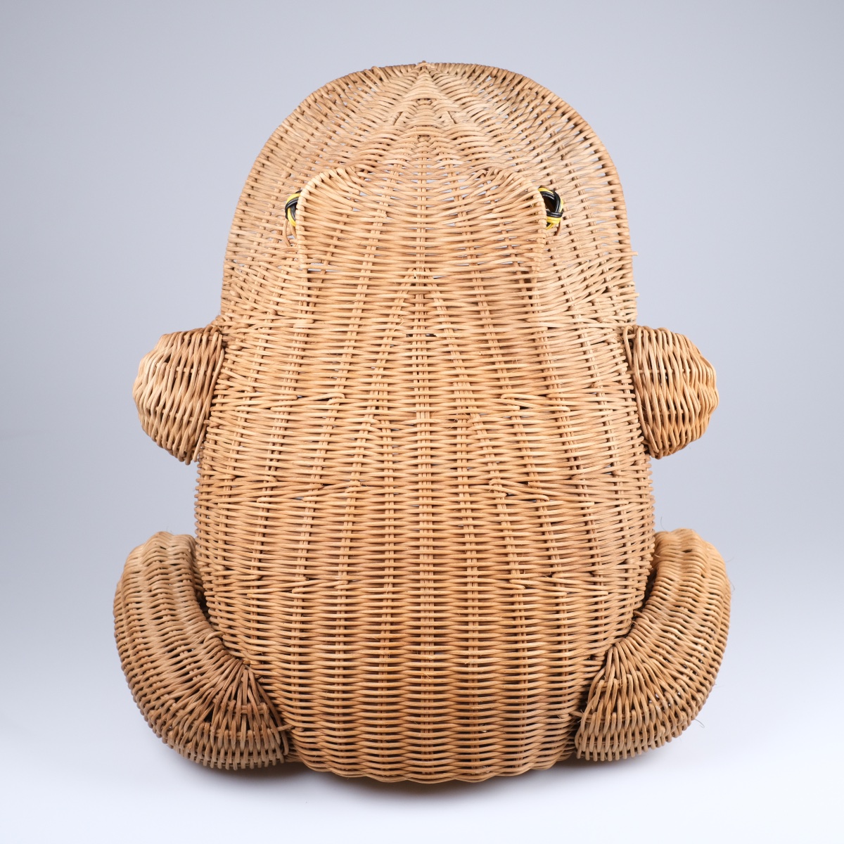 Olivier Cajan (xxth) Gettacarte (c.1960). Grenouille Frog Wicker Magazine Rack.-photo-4