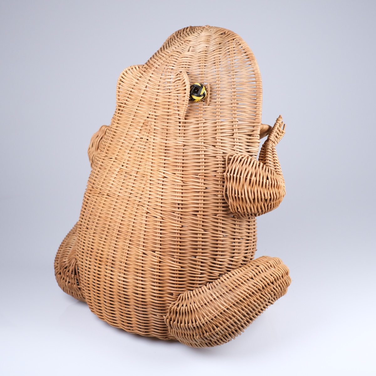 Olivier Cajan (xxth) Gettacarte (c.1960). Grenouille Frog Wicker Magazine Rack.-photo-1