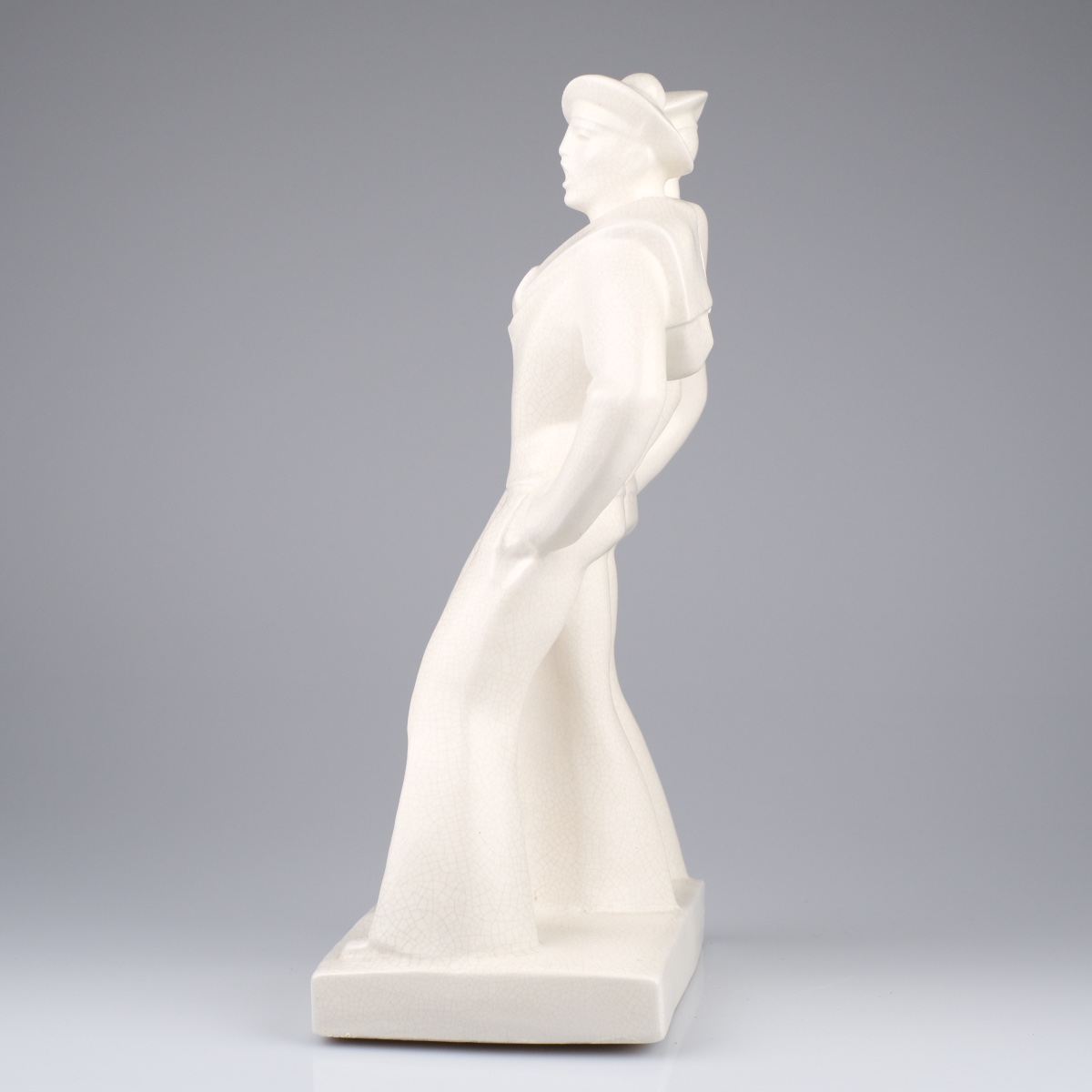 Edouard CAZAUX (1889- 1974)" DEUX MARINS EN GOGUETTE" Sculpture en céramique émaillée craquelée-photo-5