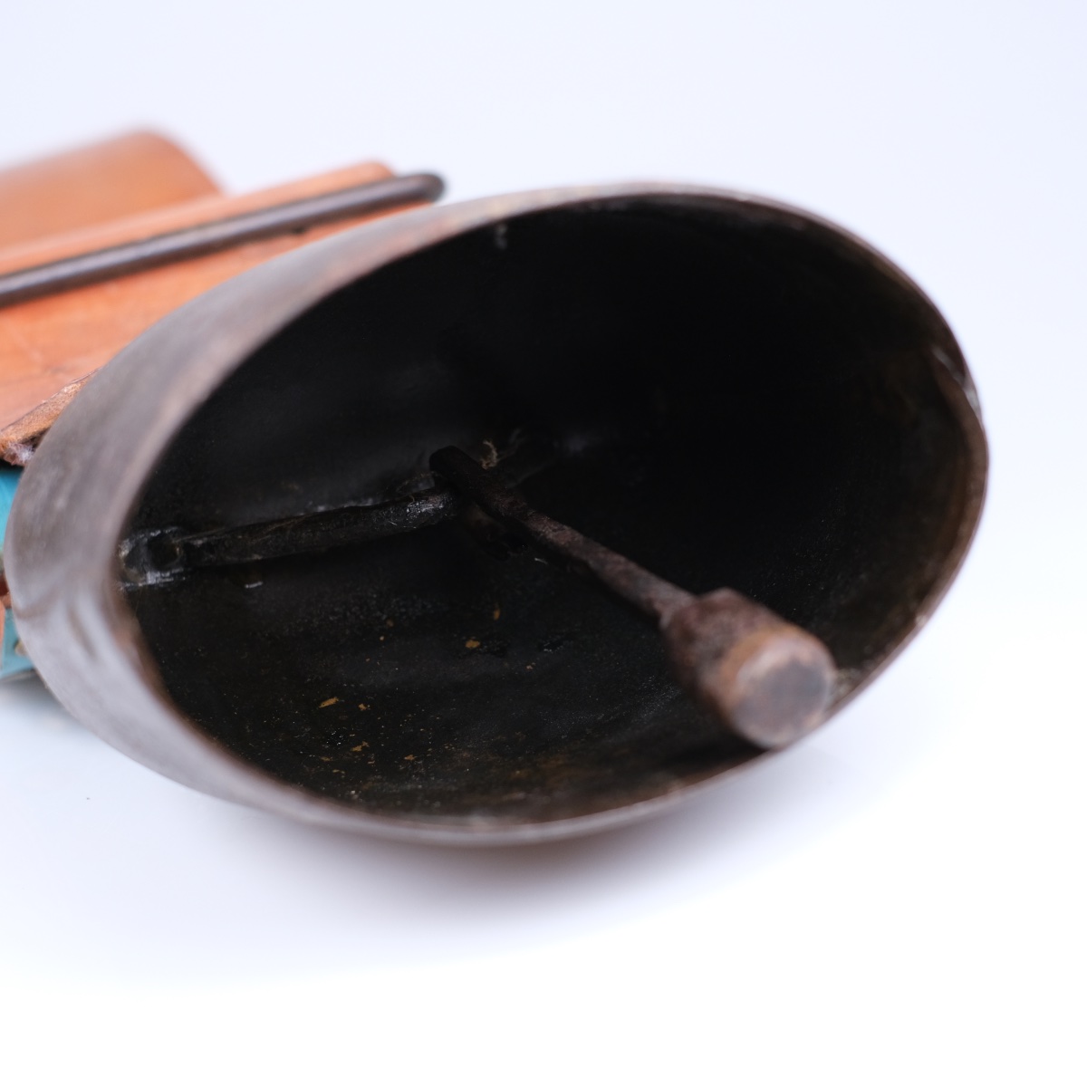 Antique Chamonix Devouassoud Cow Bell No. 6 — Multicolored Braided Leather Necklace-photo-4