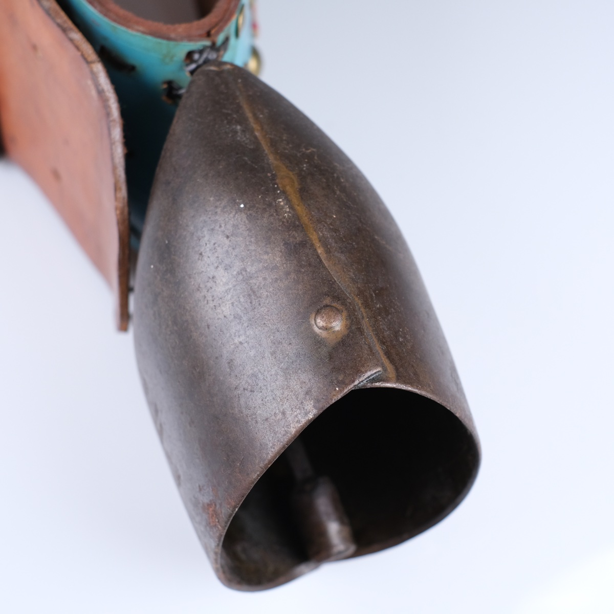 Antique Chamonix Devouassoud Cow Bell No. 6 — Multicolored Braided Leather Necklace-photo-7