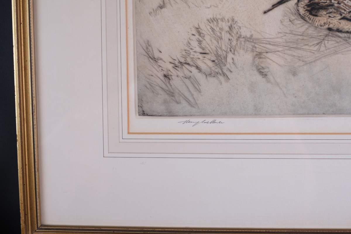 Henry Wilkinson (1921–2011) - Woodcocks - Drypoint Engraving, Signed And Numbered-photo-3