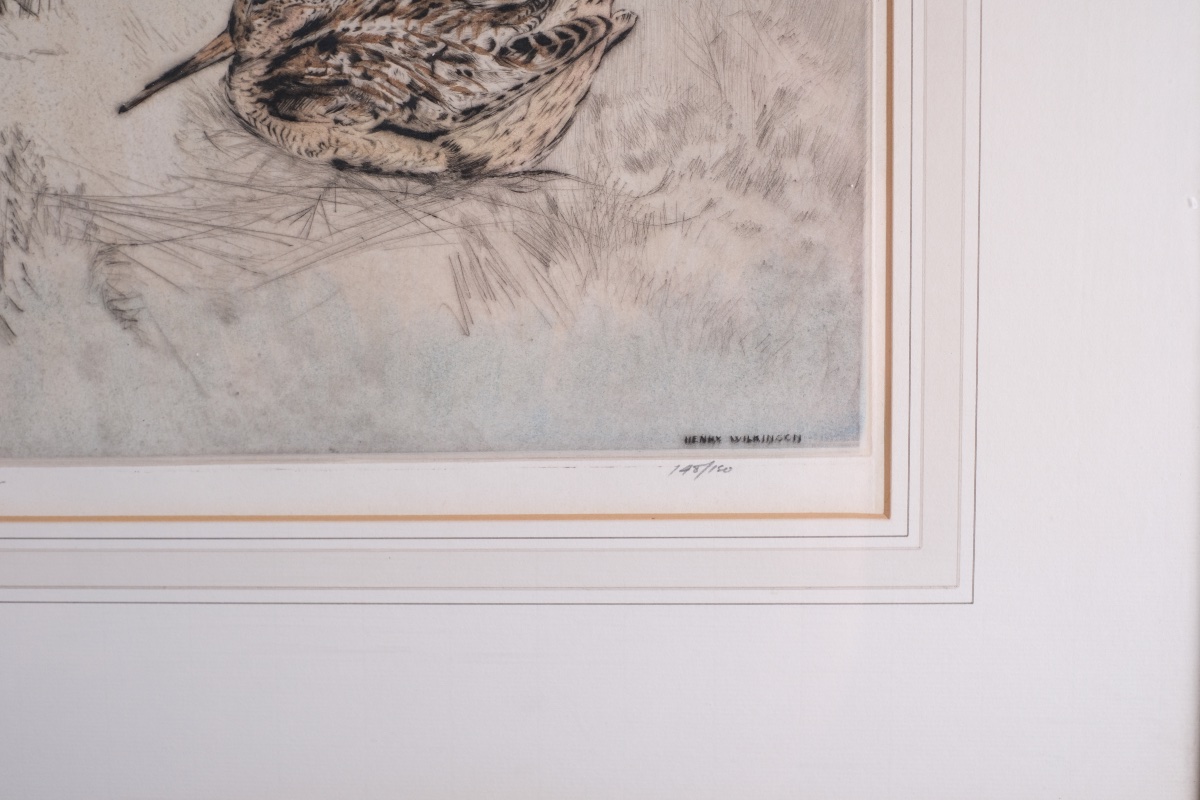 Henry Wilkinson (1921–2011) - Woodcocks - Drypoint Engraving, Signed And Numbered-photo-1