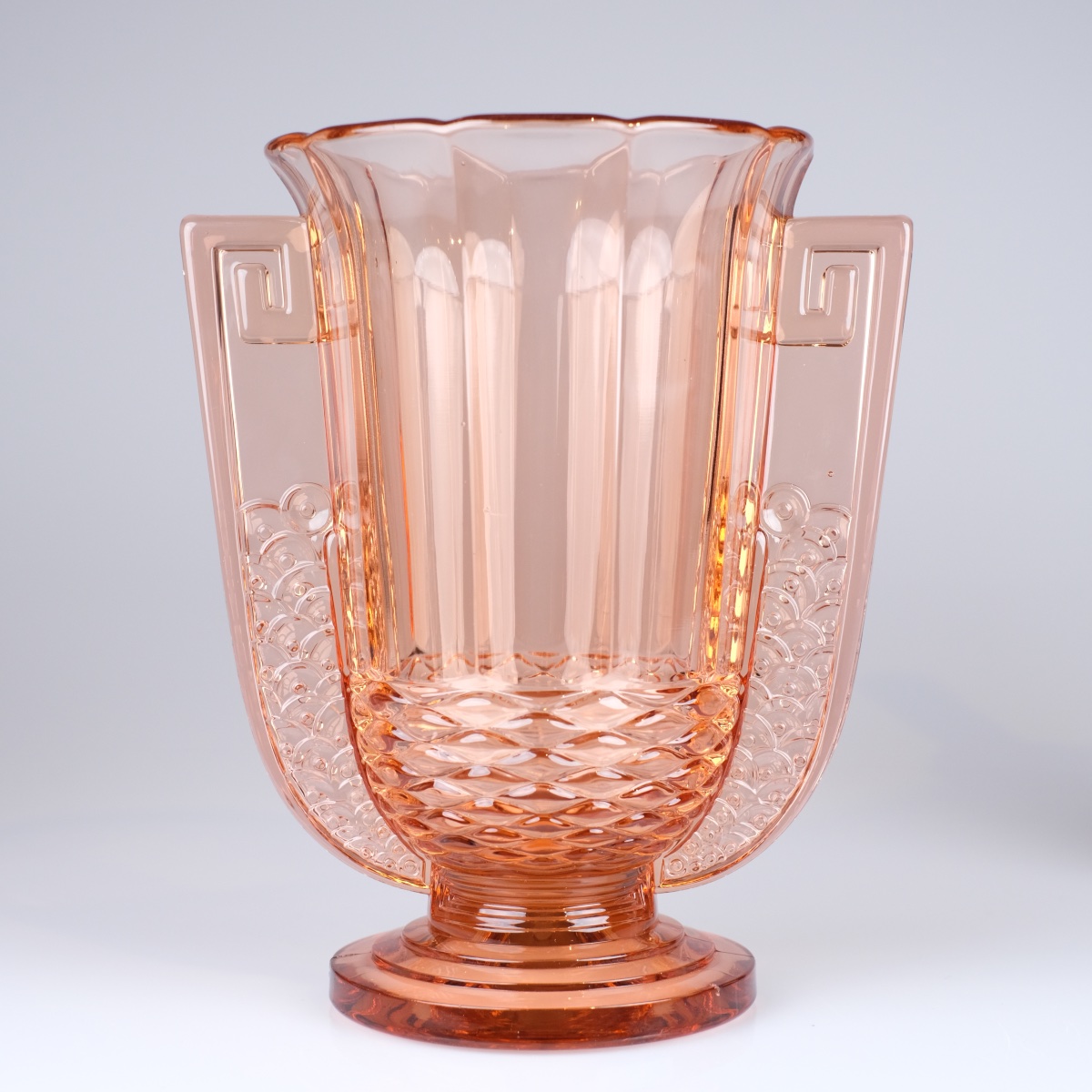 Pair Of Pink "romeo" Vases. C. Graffart - R. Delvenne. Art Deco, Circa 1935. Val Saint Lambert-photo-2