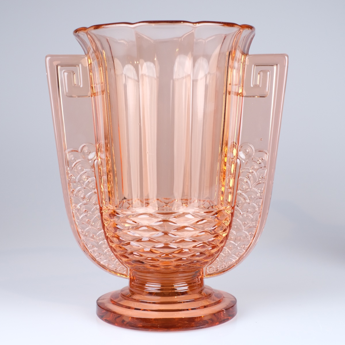 Pair Of Pink "romeo" Vases. C. Graffart - R. Delvenne. Art Deco, Circa 1935. Val Saint Lambert-photo-3