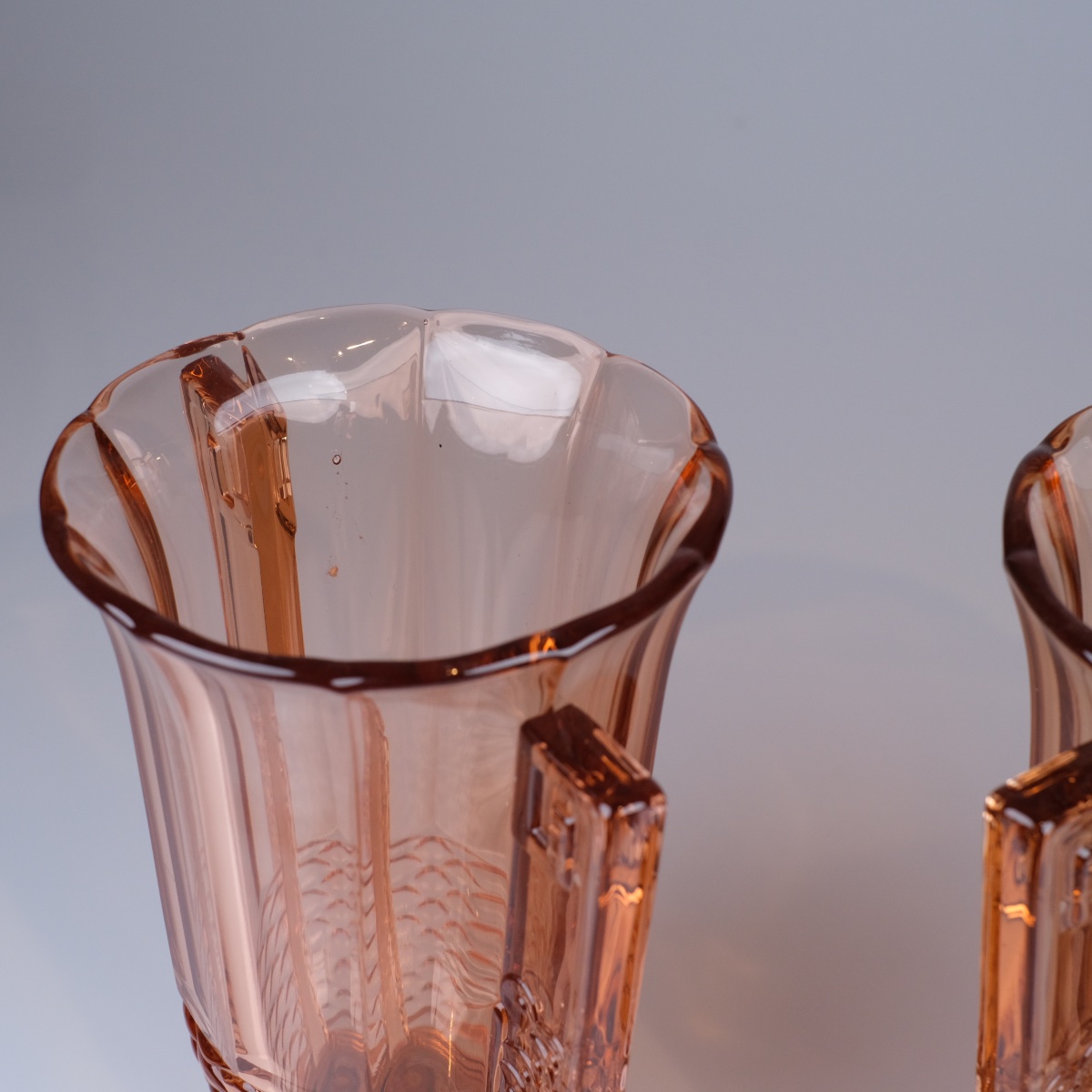 Pair Of Pink "romeo" Vases. C. Graffart - R. Delvenne. Art Deco, Circa 1935. Val Saint Lambert-photo-7