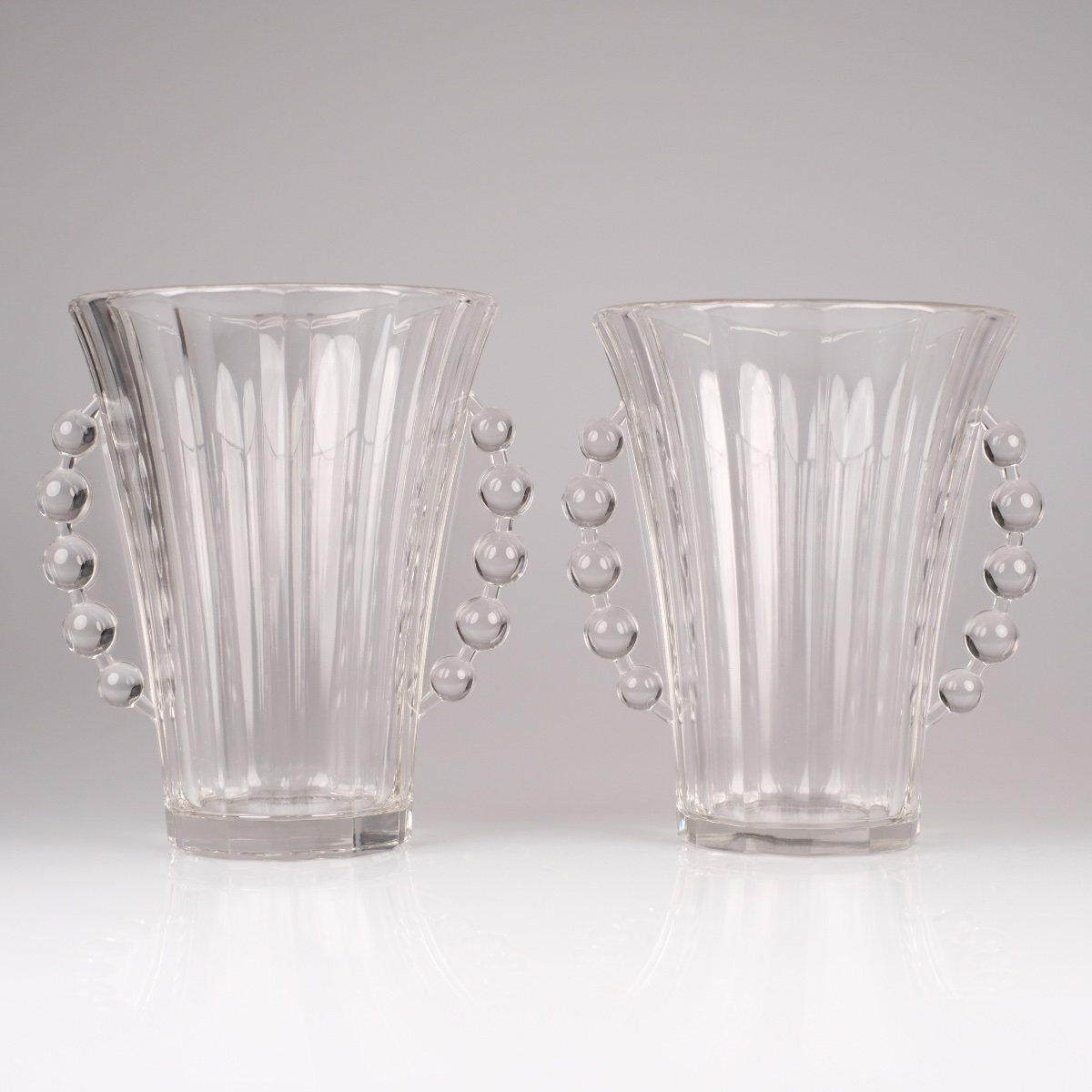 Paire de vases Art Déco Val Saint Lambert, modèle CRIQUET Charles Graffart, 1934-photo-3