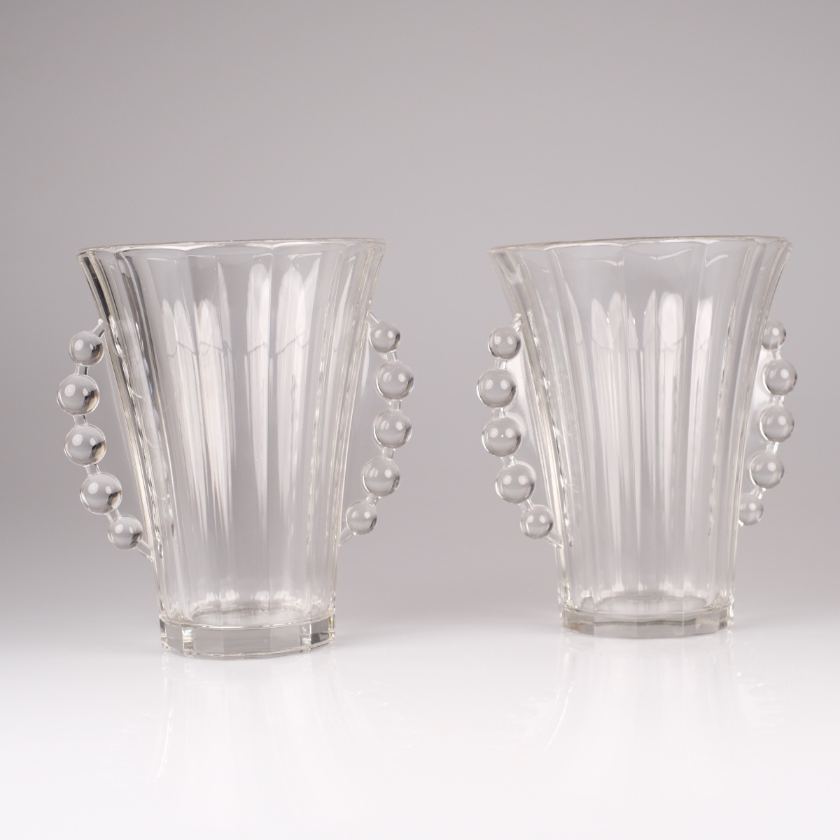 Paire de vases Art Déco Val Saint Lambert, modèle CRIQUET Charles Graffart, 1934-photo-1