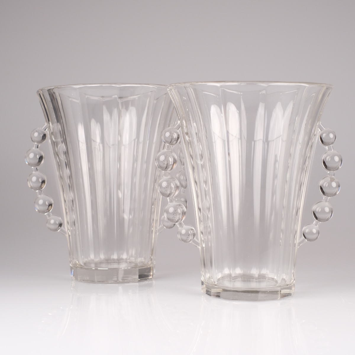 Paire de vases Art Déco Val Saint Lambert, modèle CRIQUET Charles Graffart, 1934
