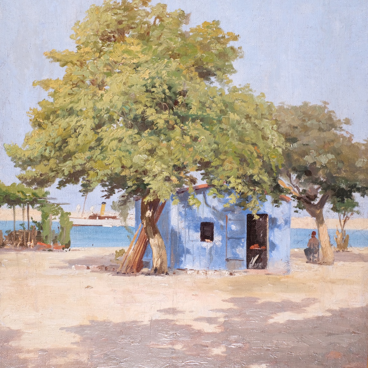 Hasan Saim (19th–20th Centuries) - The Suez Canal Near Ismailia - Orientalist Painting, Oil On Canvas.