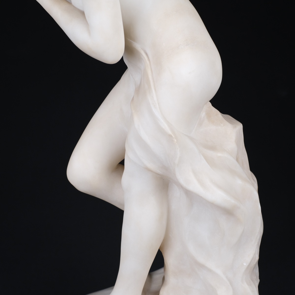 Naïade, sculpture et veilleuse, lampe Art Déco en albâtre, G. Masi (XIX-XXème,Italie).-photo-1