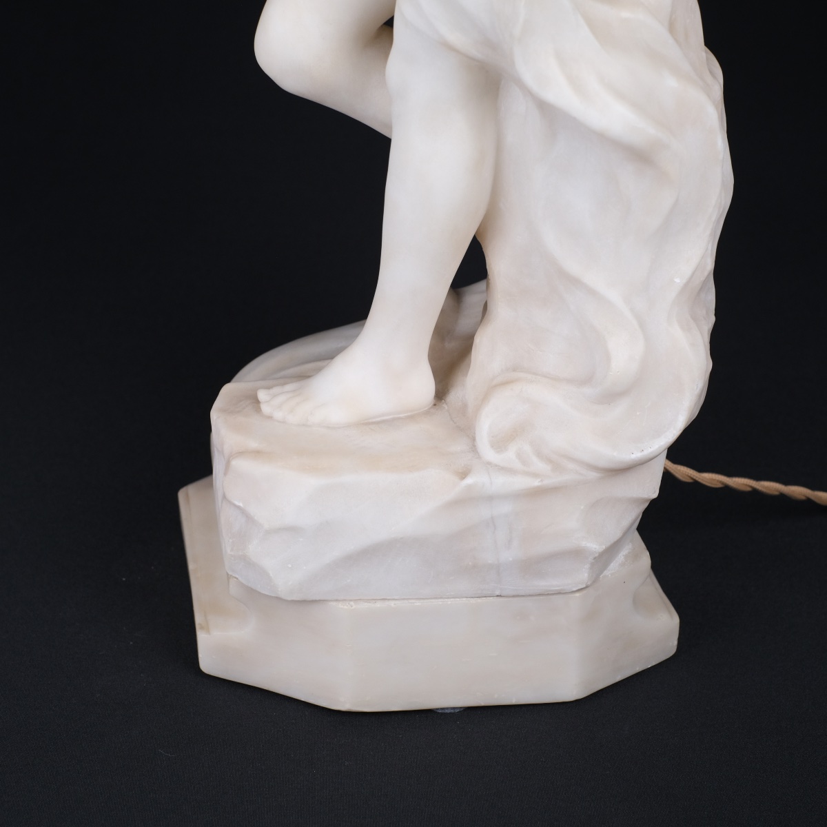 Naïade, sculpture et veilleuse, lampe Art Déco en albâtre, G. Masi (XIX-XXème,Italie).-photo-7