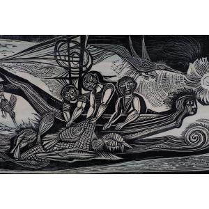 André Toussaint (1923-2006). Xylographie. "la Pêche Et La Mer"1960 N°3/8 