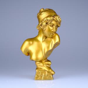 Emanuel Villanis (1958-1914). Bronze de la poétesse grecque de l'ile de Lesbos "Sapho"