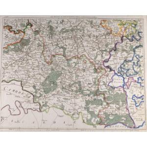 J-B DE BOUGE (1757-1833) & JEANNE MAILLART (XVIII ÈME). CARTE de MONS, CHIMAY,VALENCIENNE,CONDE