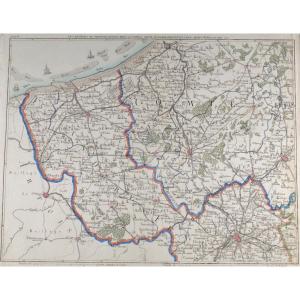 J-B DE BOUGE (1757-1833) & JEANNE MAILLART (XVIII ÈME). CARTE de NIEUPORT,COURTRAI,LILLE,FURNES