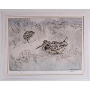 Henry Wilkinson (1921-2011) - Bécasses - Gravure à la pointe sèche signée et numérotée