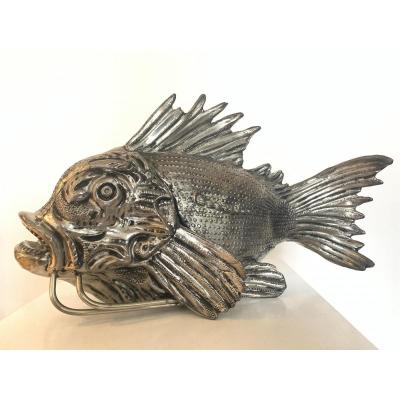 Poisson Sculpture En Métal  De Mauro Manetti