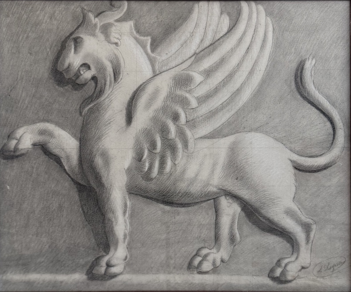 Griffin, 19th-century Academic Drawing-photo-3