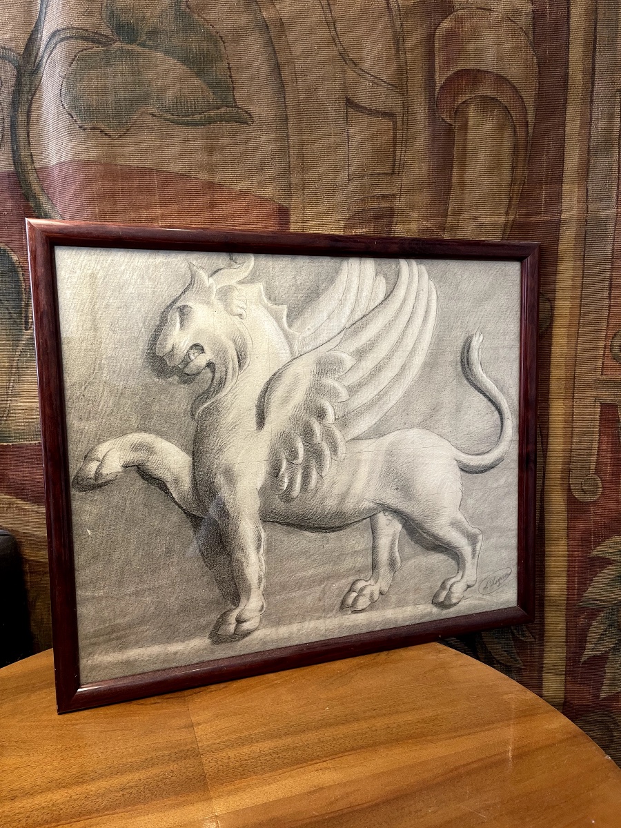 Griffin, 19th-century Academic Drawing-photo-1