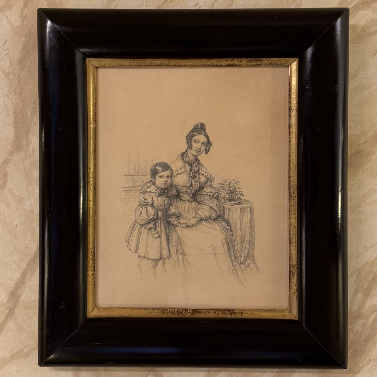 La maternité, dessin par Jules Germain 1834