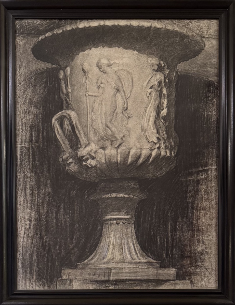 Ancient Crater Or "medici" Vase, 19th-century Academic Drawing-photo-2