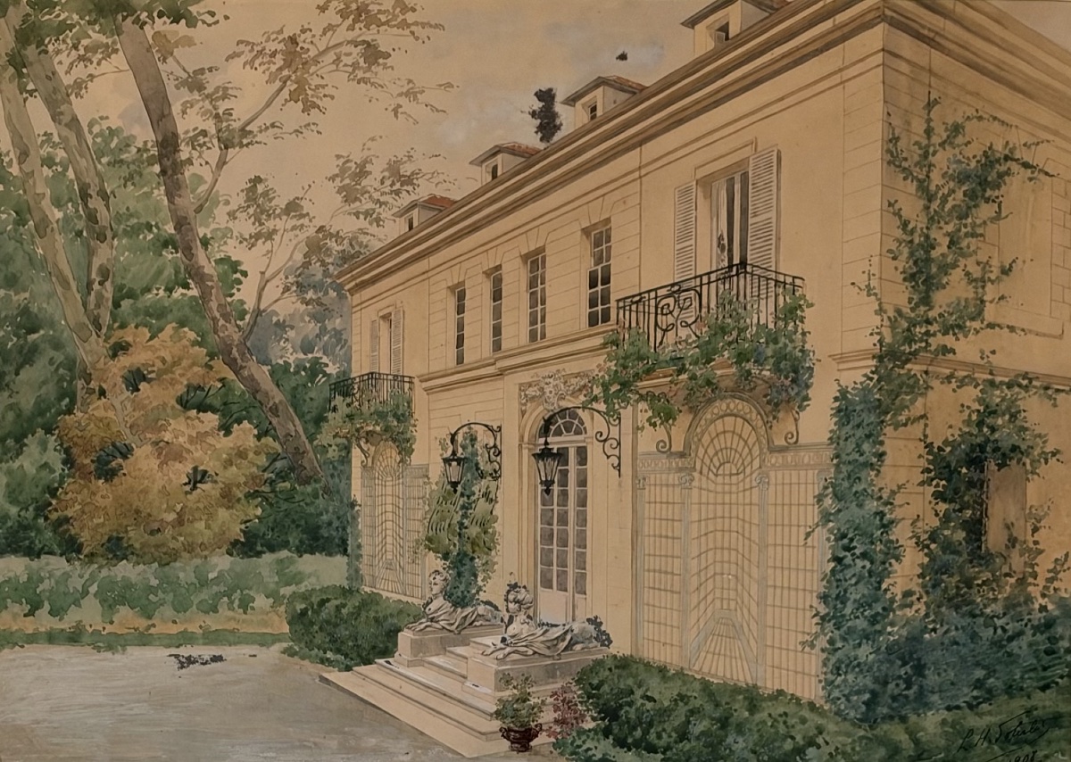 Pavillon Néo-classique, aquarelle datée 1908-photo-3