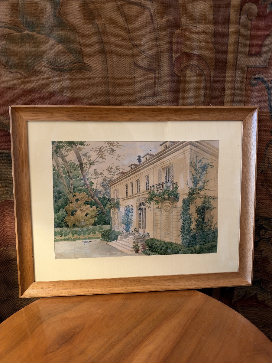 Pavillon Néo-classique, aquarelle datée 1908-photo-4