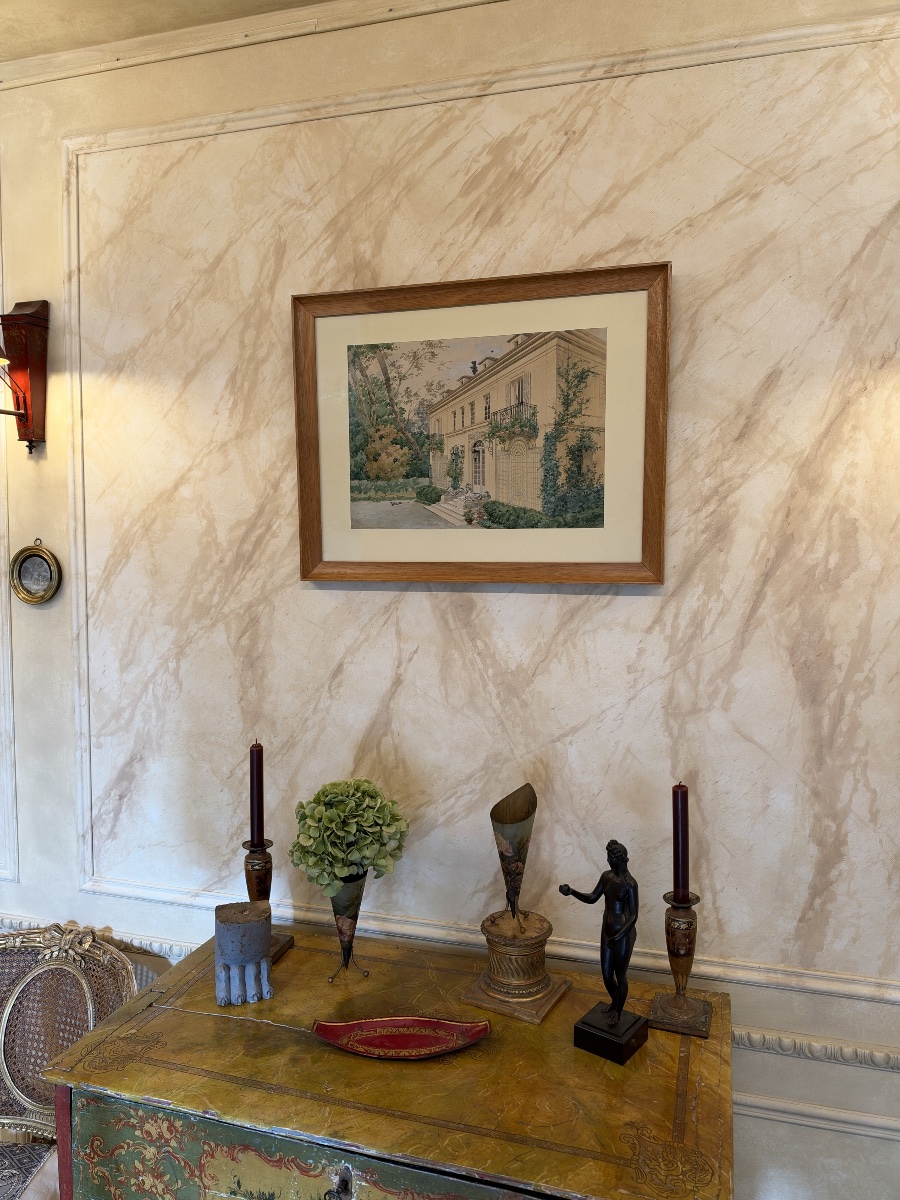 Pavillon Néo-classique, aquarelle datée 1908-photo-3