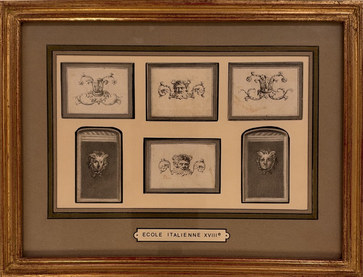 Mascarons et ornements grotesques, miniatures XVIIIème-photo-2