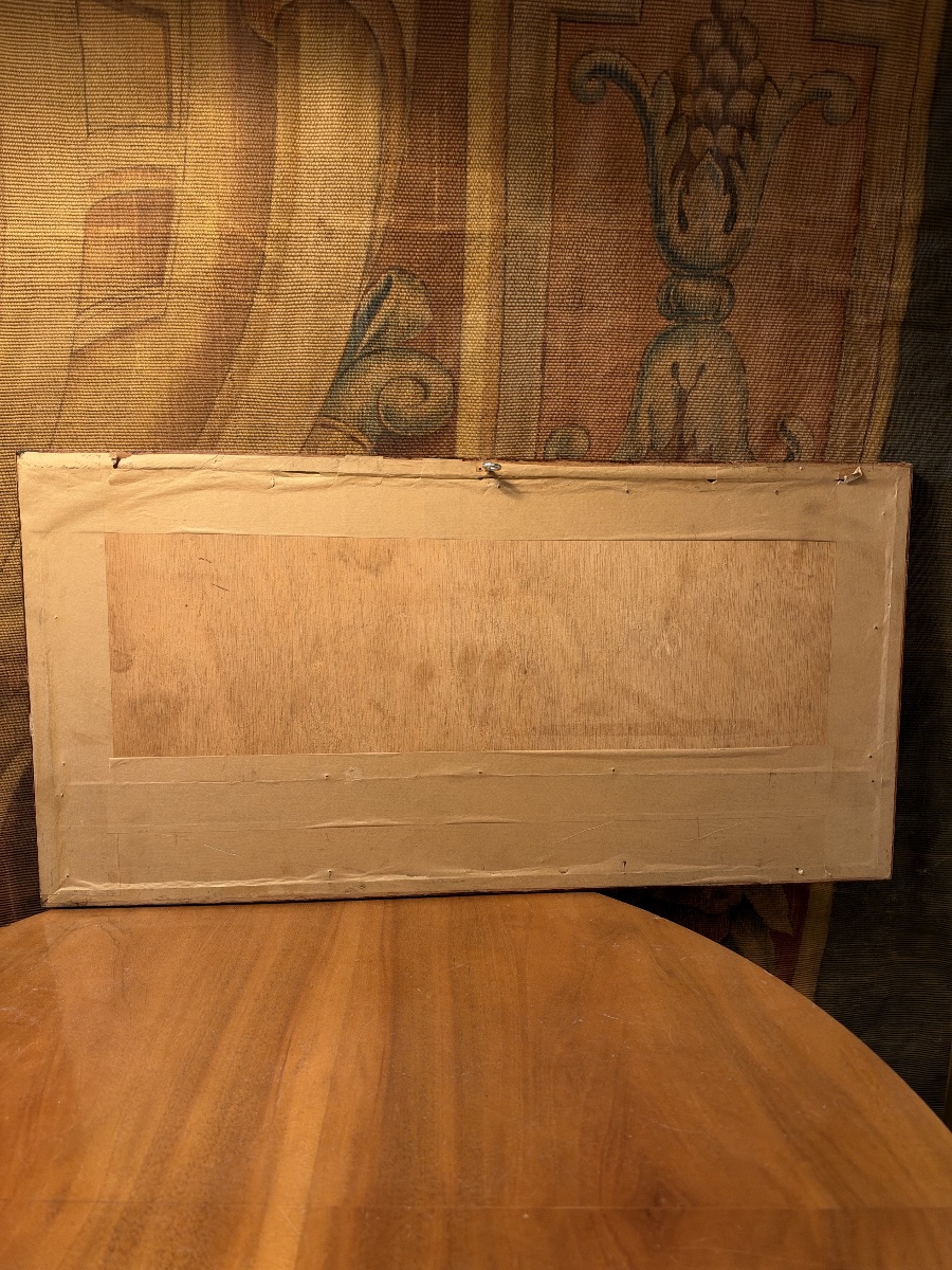 Supraporte en trompe l'oeil "Cupid face Armatus"-photo-1