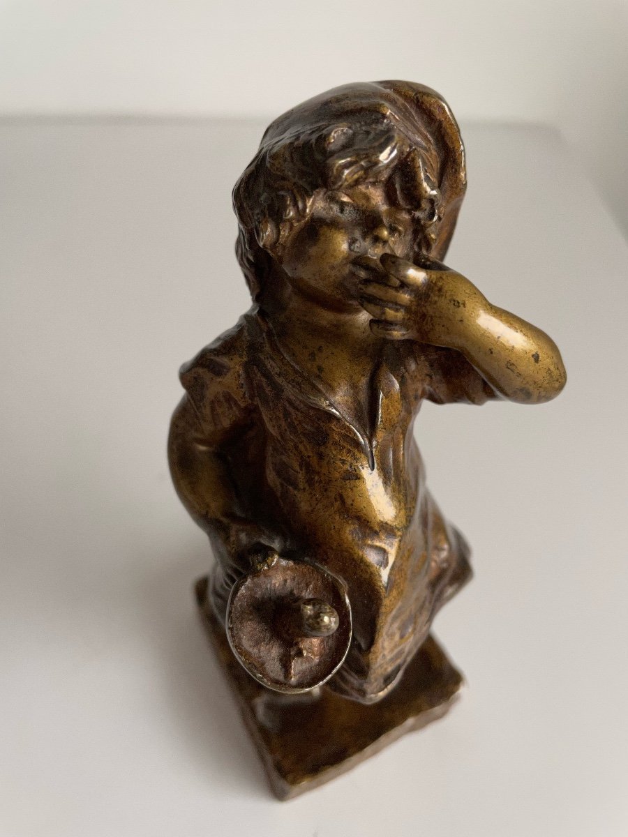 Petite Fille à La Bougie, Sujet En Bronze-photo-7