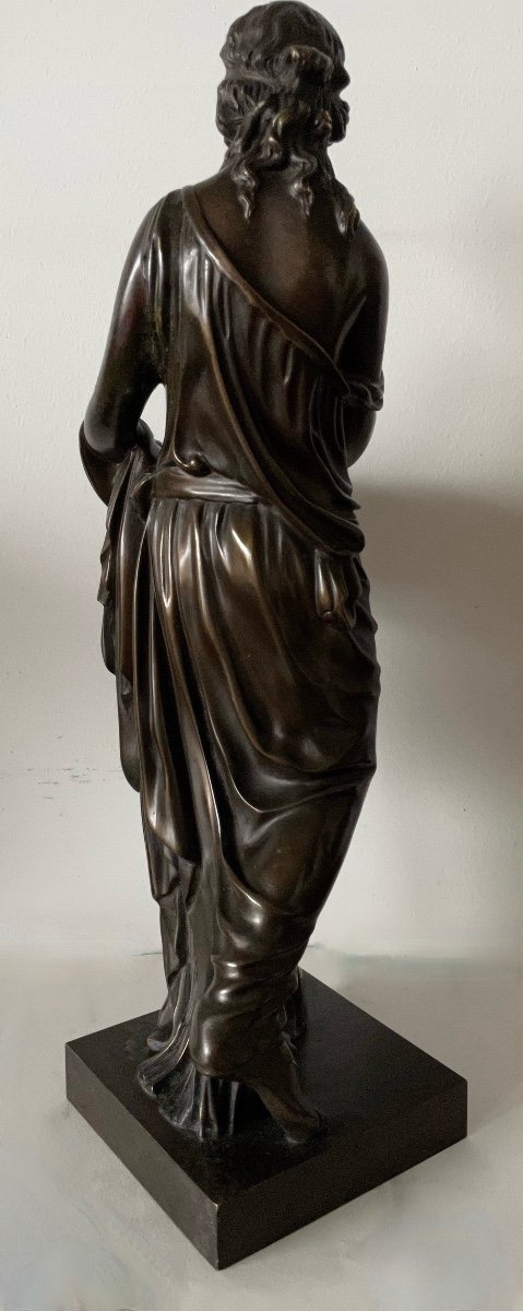 Draped Woman In Antique, Bronze Sculpture-photo-2