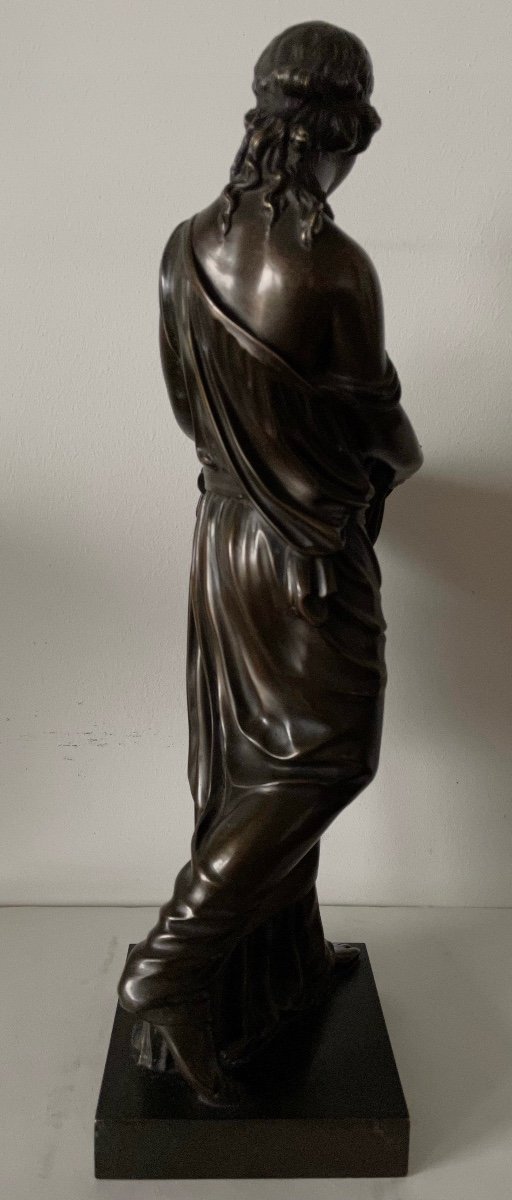 Draped Woman In Antique, Bronze Sculpture-photo-3