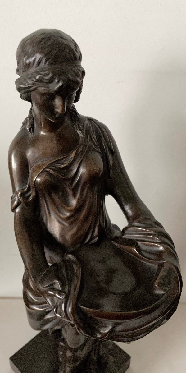 Draped Woman In Antique, Bronze Sculpture-photo-6