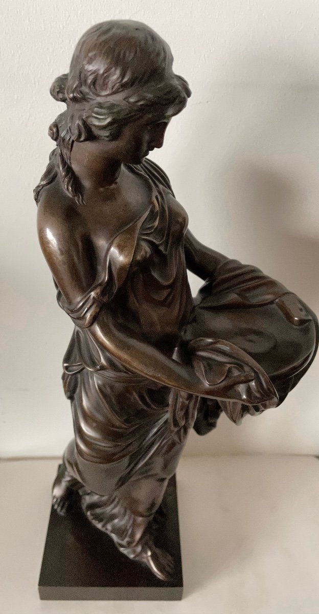 Draped Woman In Antique, Bronze Sculpture-photo-7