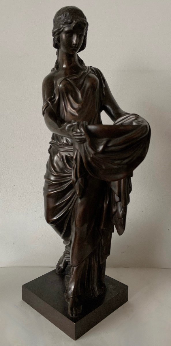 Draped Woman In Antique, Bronze Sculpture