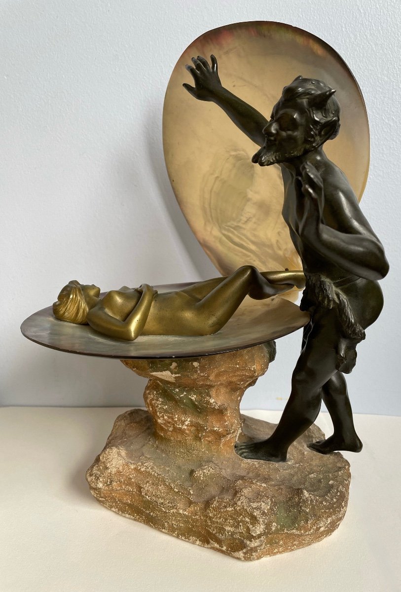 Naiad And Satyr, Bronze Sculpture-photo-3