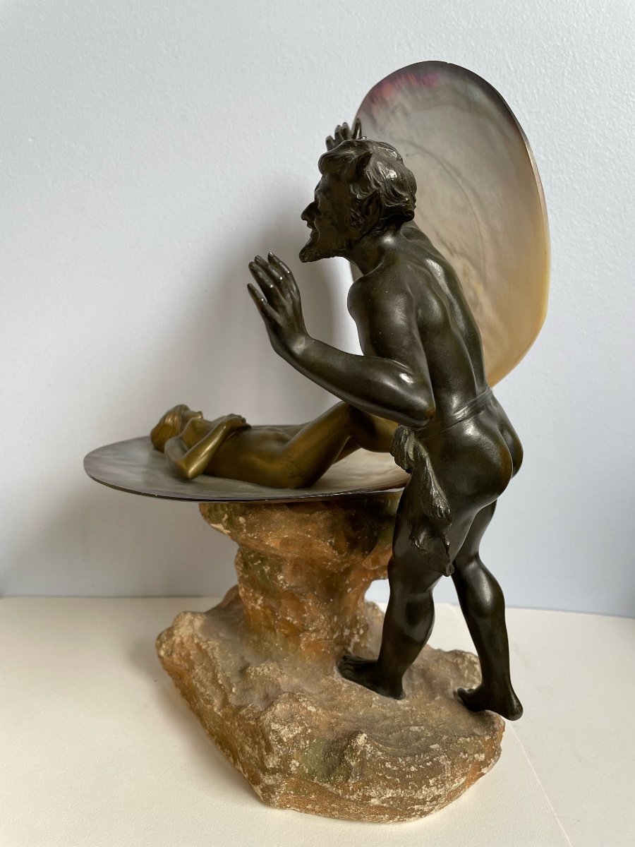 Naiad And Satyr, Bronze Sculpture-photo-4