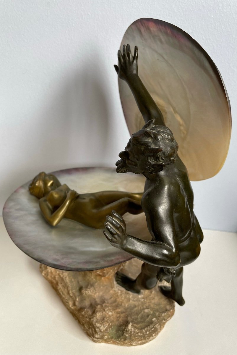 Naiad And Satyr, Bronze Sculpture-photo-1